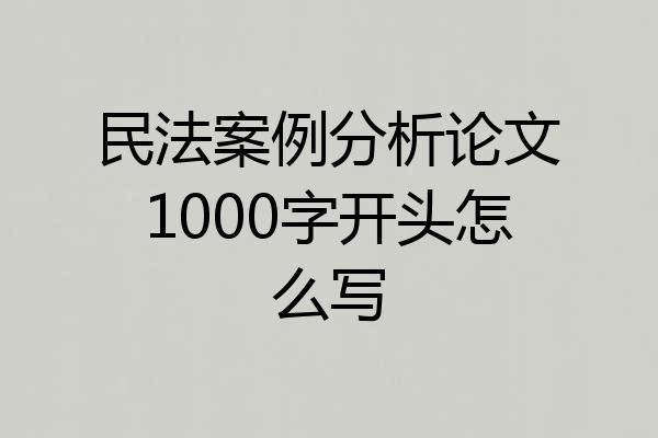 民法案例分析论文1000字开头怎么写