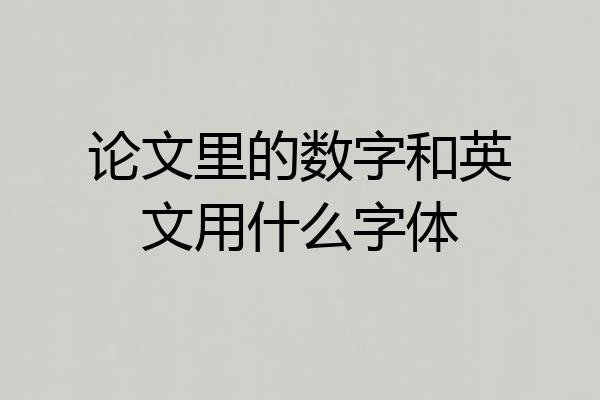 论文里的数字和英文用什么字体