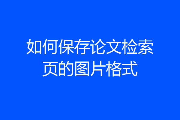 如何保存论文检索页的图片格式