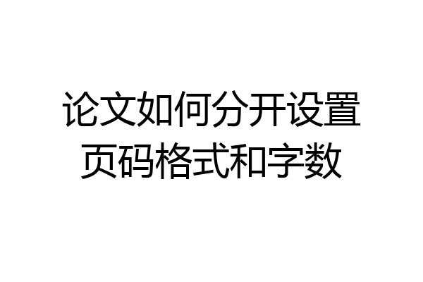 论文如何分开设置页码格式和字数