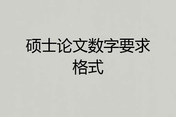 硕士论文数字要求格式