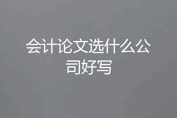 会计论文选什么公司好写