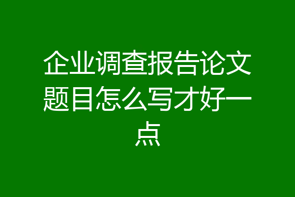 企业调查报告论文题目怎么写才好一点