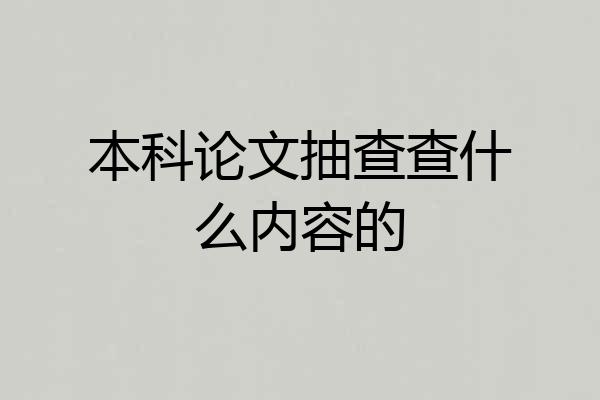本科论文抽查查什么内容的