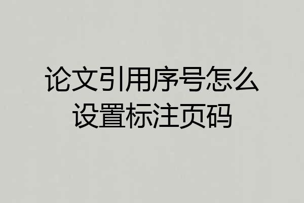 论文引用序号怎么设置标注页码