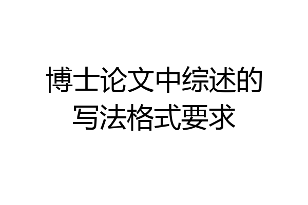 博士论文中综述的写法格式要求