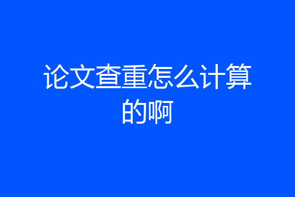 论文查重怎么计算的啊