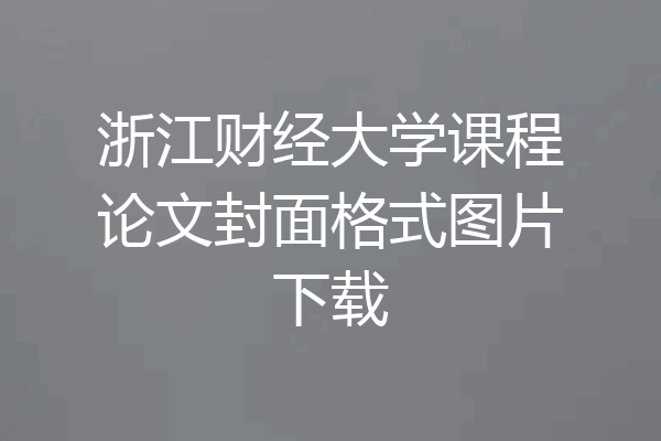 浙江财经大学课程论文封面格式图片下载