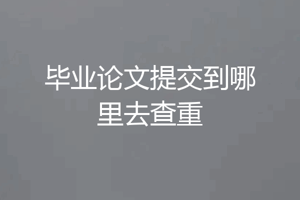 毕业论文提交到哪里去查重