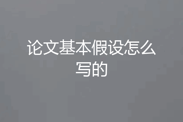 论文基本假设怎么写的