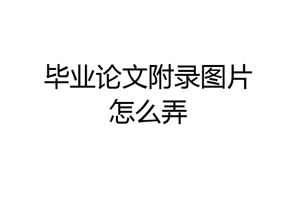 毕业论文附录图片怎么弄