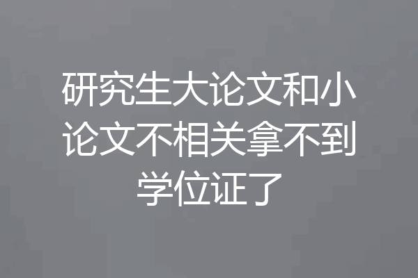 研究生大论文和小论文不相关拿不到学位证了
