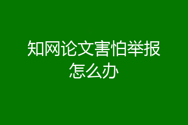 知网论文害怕举报怎么办
