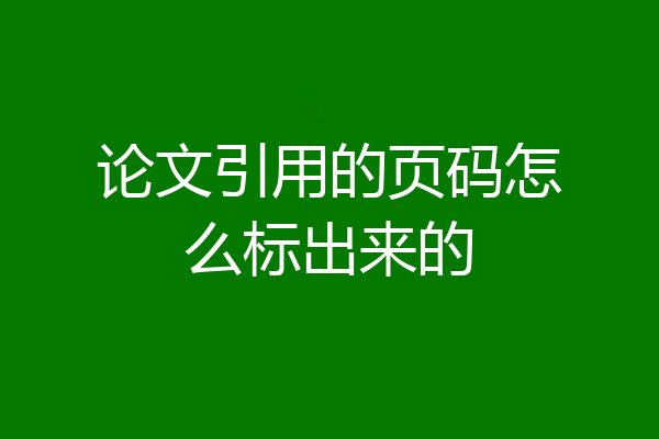 论文引用的页码怎么标出来的