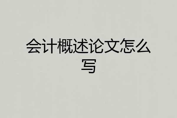 会计概述论文怎么写
