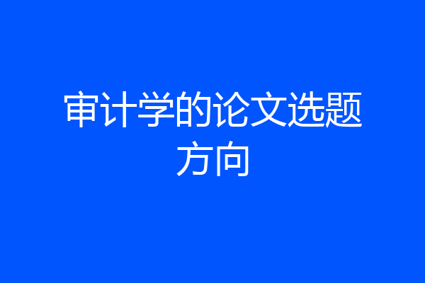 审计学的论文选题方向