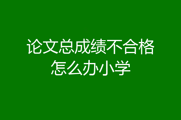 论文总成绩不合格怎么办小学
