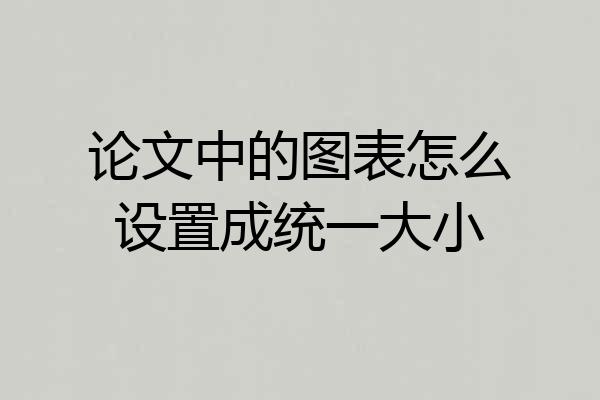 论文中的图表怎么设置成统一大小