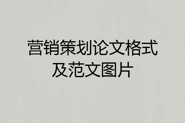 营销策划论文格式及范文图片
