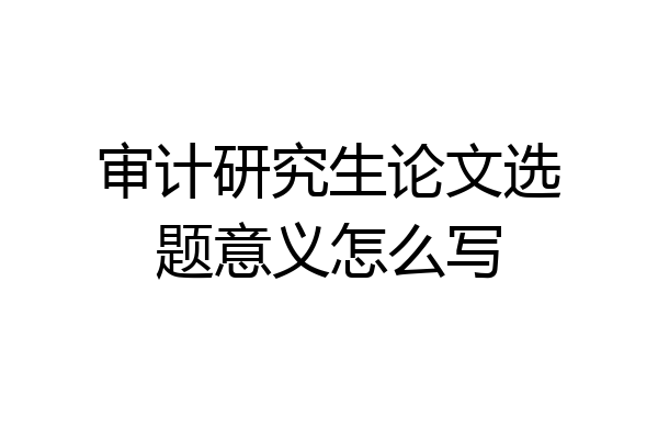 审计研究生论文选题意义怎么写