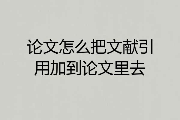 论文怎么把文献引用加到论文里去