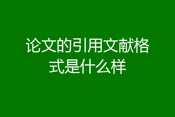 论文的引用文献格式是什么样