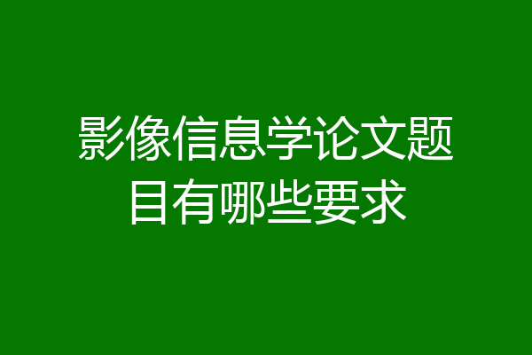 影像信息学论文题目有哪些要求