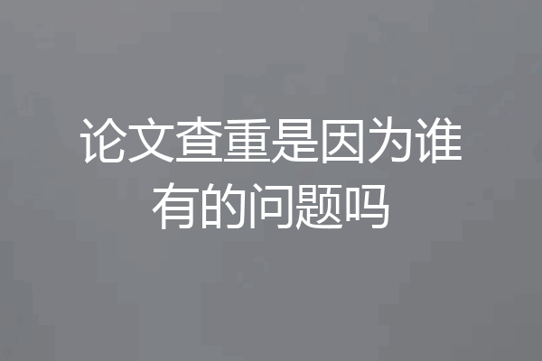 论文查重是因为谁有的问题吗