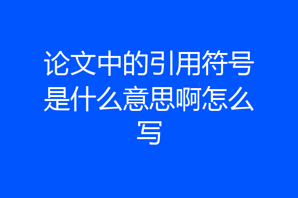 论文中的引用符号是什么意思啊怎么写
