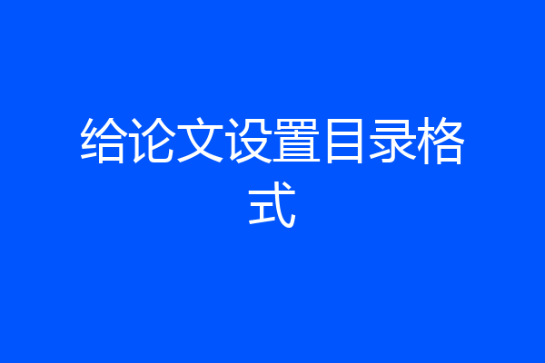给论文设置目录格式