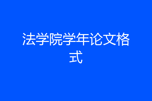 法学院学年论文格式
