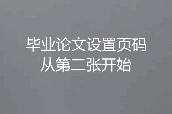 毕业论文设置页码从第二张开始