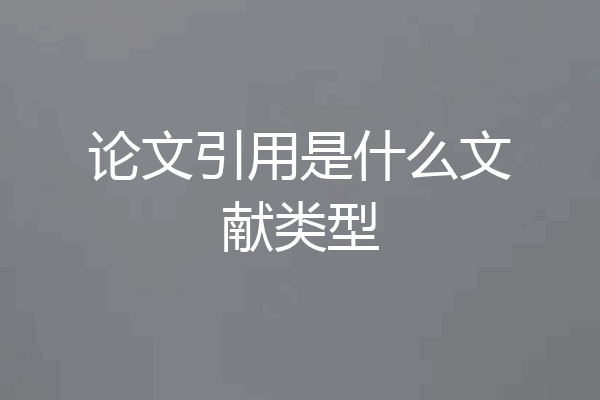 论文引用是什么文献类型