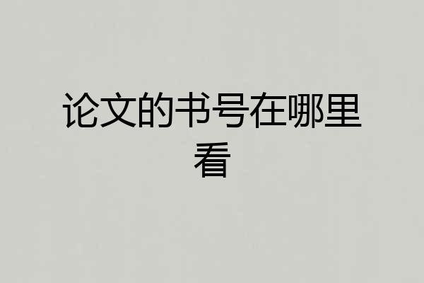 论文的书号在哪里看