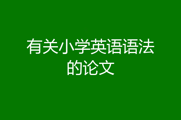 有关小学英语语法的论文