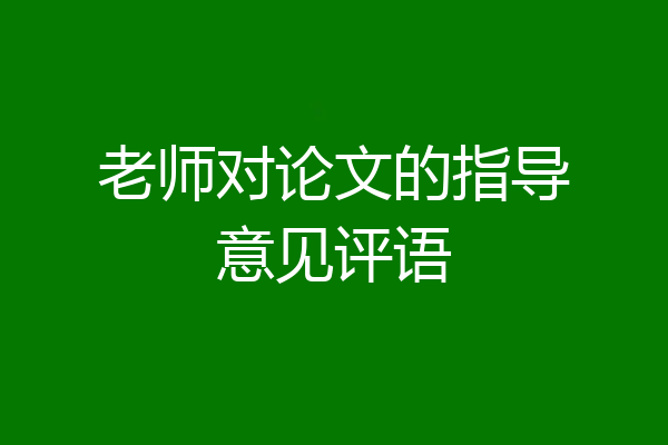 老师对论文的指导意见评语