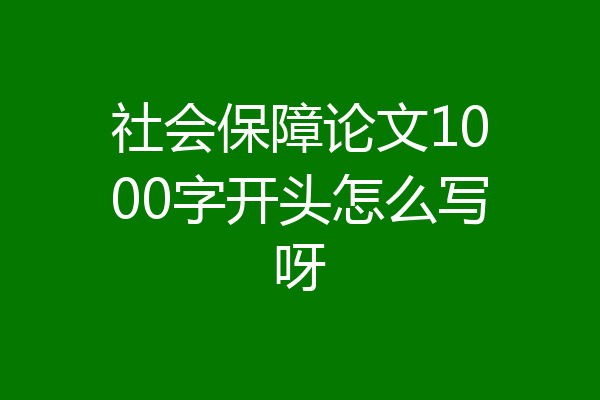 社会保障论文1000字开头怎么写呀