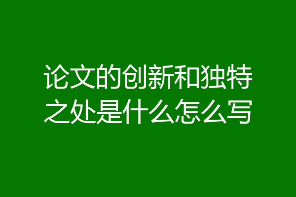 论文的创新和独特之处是什么怎么写