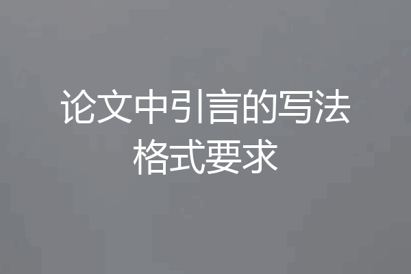 论文中引言的写法格式要求