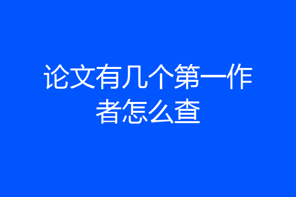 论文有几个第一作者怎么查
