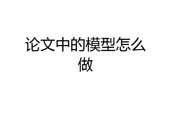 论文中的模型怎么做