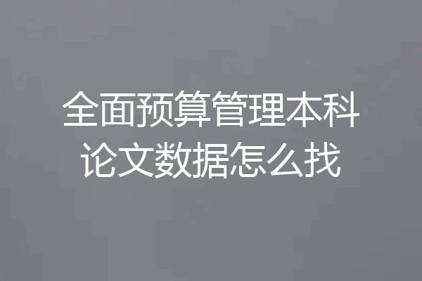 全面预算管理本科论文数据怎么找