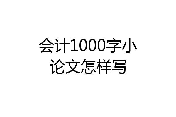 会计1000字小论文怎样写