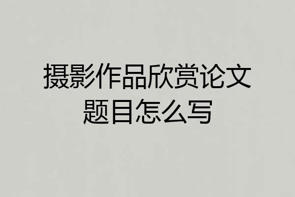 摄影作品欣赏论文题目怎么写