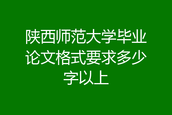 陕西师范大学毕业论文格式要求多少字以上