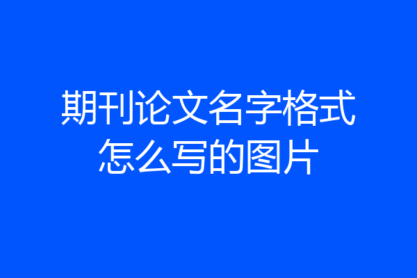 期刊论文名字格式怎么写的图片