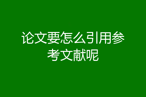 论文要怎么引用参考文献呢