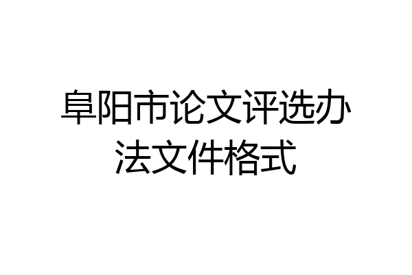 阜阳市论文评选办法文件格式