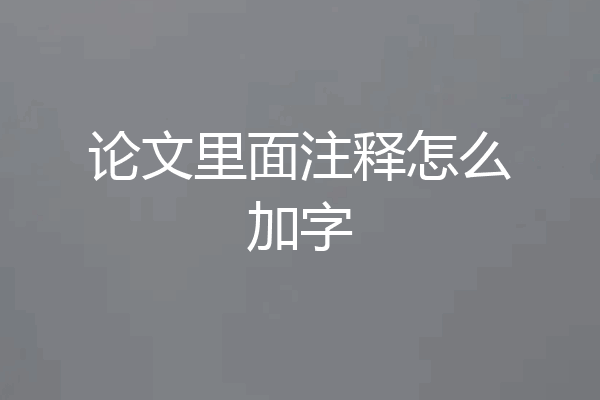 论文里面注释怎么加字