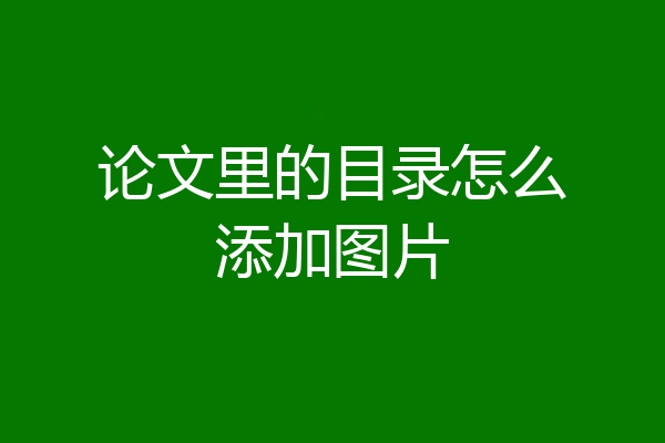 论文里的目录怎么添加图片